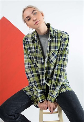 VINTAGE FLANNEL GRUNGE SHIRT IN GREEN