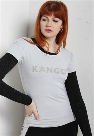 VINTAGE KANGOL Y2K FITTED T-SHIRT WHITE