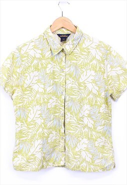 Vintage Hawaiian Shirt Green Short Sleeve Floral Pattern 