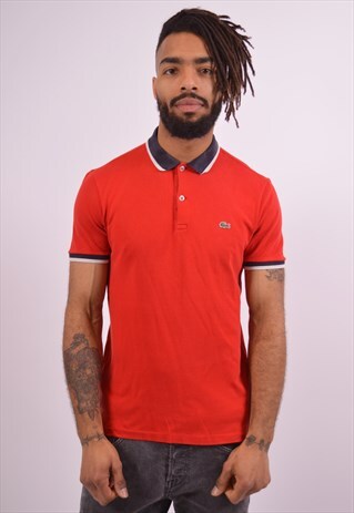 LACOSTE MENS VINTAGE POLO SHIRT SMALL RED 90S