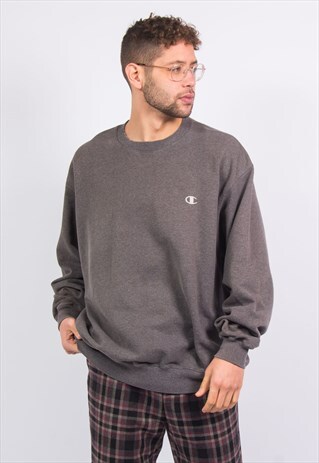 VINTAGE CHAMPION SWEATSHIRT GREY CREW NECK SWEATER