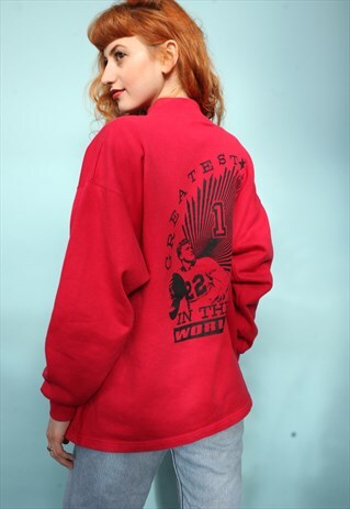 VINTAGE 80'S CRASH RED TURTLENECK SWEATSHIRT