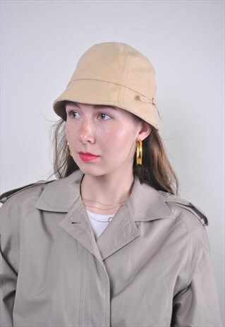 BEIGE BUCKET HAT, 90S AUTUMN HAT, CASUAL SUIT HAT