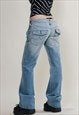 VINTAGE Y2K LOW WAIST WASHED BLUE FLARE WOMEN JEANS