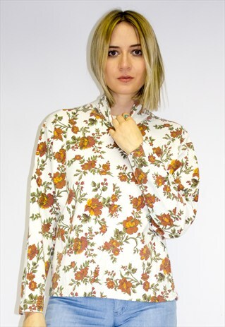 90'S FLORAL TURTLE NECK SWEATER