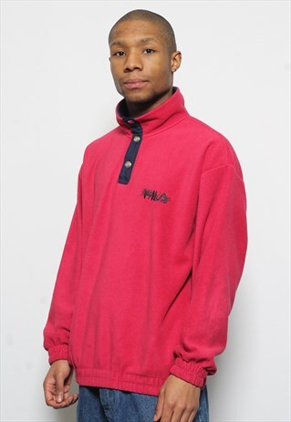 VINTAGE FILA MAGIC LINE 1/4 BUTTON LOGO FLEECE