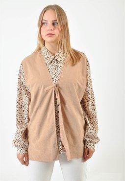 Vintage long sleeve blouse in leopard print