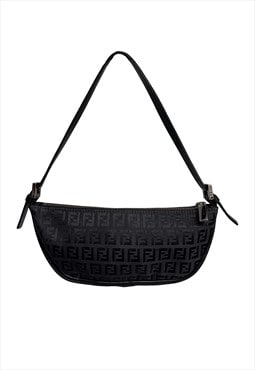 Fendi Handbag Shoulder Bag Authentic Baguette Black FF Zucca