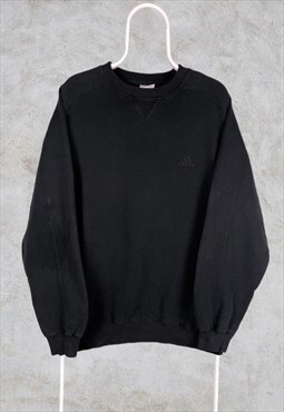 Vintage Black Adidas Sweatshirt Large Pullover Sweater
