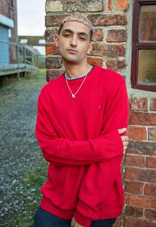 VINTAGE RED TOMMY HILFIGER KNIT JUMPER
