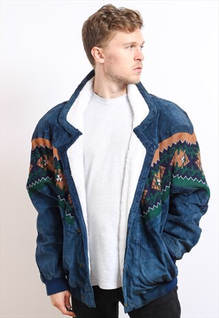 VINTAGE AZTEC FLEECE LINED JACKET