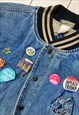 VINTAGE DENIM VARSITY L MICKEY MOUSE EMBROIDERED JACKET 