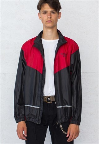 VINTAGE BLACK RED REEBOK TRACK JACKET