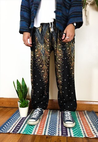 FAIRTRADE BLACK PEACOCK HIPPIE HAREMS / TROUSERS