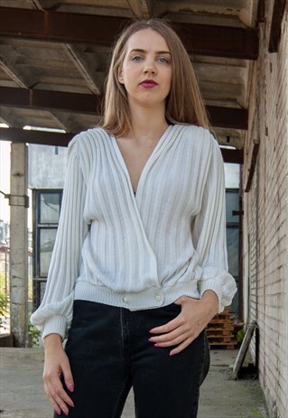 VINTAGE RETRO WHITE CARDIGAN