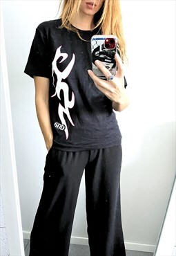 y2K Techno Rave Fire Printed Emo Urban T-Shirt Shirt M