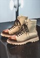 Hiking style boots retro sport shoes utility trainers cream