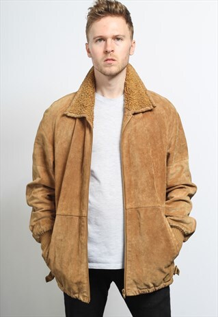 VINTAGE SUEDE AVIATOR FLEECE SHEEPSKIN JACKET