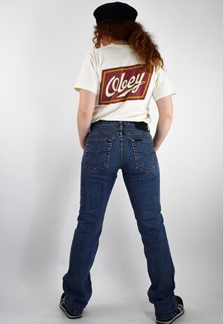 90S VINTAGE HARLEY DAVIDSON MID WASH BOOTLEG JEANS
