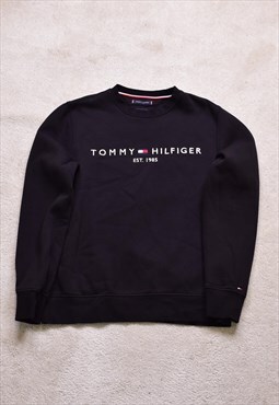 Tommy Hilfiger Black Organic Cotton Embroidered Sweater