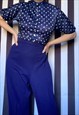 VINTAGE 70S PLUS SIZE NAVY BLUE SUIT SET, JACKET TROUSERS 22