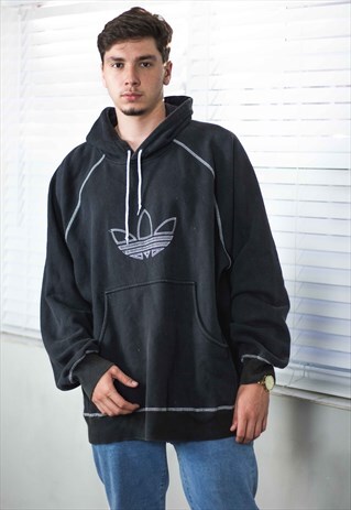 VINTAGE ADIDAS HOODIE SWEATSHIRT LOGO 90S X 27.4