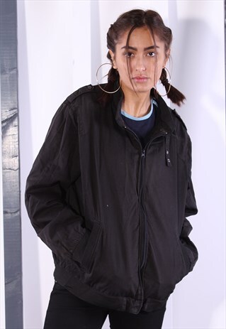 VINTAGE BLACK BOMBER JACKET. UNISEX. FESTIVAL