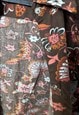 70S BROWN FLORAL COTTON SHIRT / BLOUSE - M