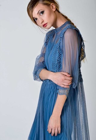 CARLY DRESS DUSTY BLUE