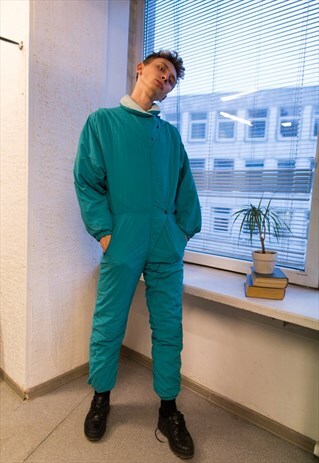 VINTAGE 80'S EMERALD GREEN SNOWSUIT