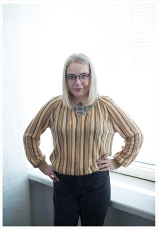 VINTAGE 70'S BROWN STRIPED TOP
