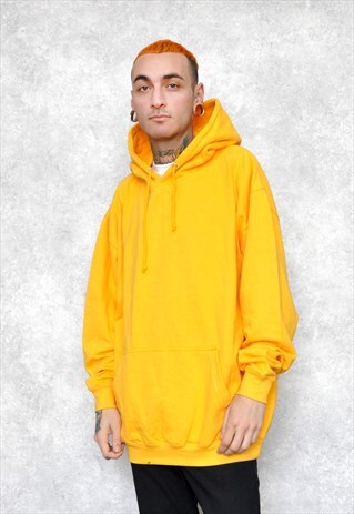 YELLOW HOODIE OVERSIZED RINGSPUN