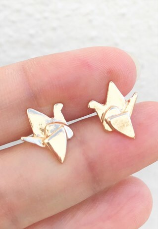 GOLD CRANE STUD EARRING