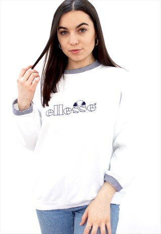 90'S RARE VINTAGE WHITE EMBROIDERED SWEATSHIRT