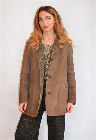 VINTAGE 1970S LIGHT BROWN SHEEPSKIN SHEARLING COAT