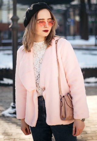 BABY PINK FAUX FUR FUZZY JACKET