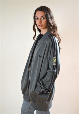 1990S VINTAGE ADIDAS DARK GREY GREEN TRACK JACKET