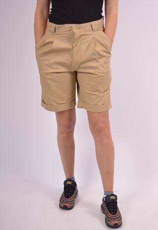 WOMENS VINTAGE HIGH WAIST SHORTS LARGE KHAKI 90S
