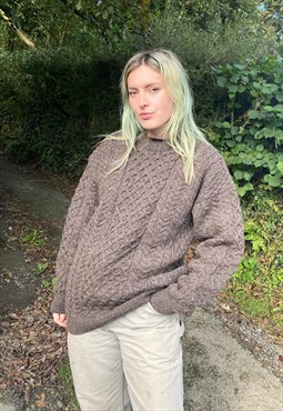 Vintage Orvis Size XL Chunky Knitted Wool Jumper in Brown