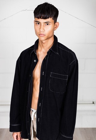 VINTAGE BLACK CORDUROY SHIRT
