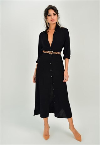 BLACK SEXY DRESS WITH BELT