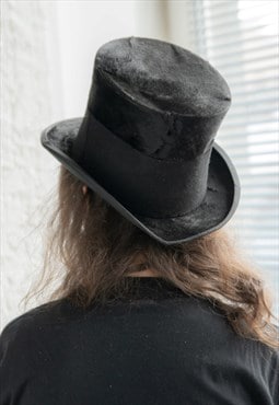 Vintage 60's Unique Black Cylinder Hat