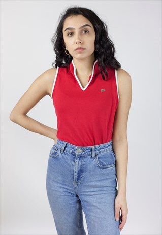 VINTAGE LACOSTE RED VEST SHIRT