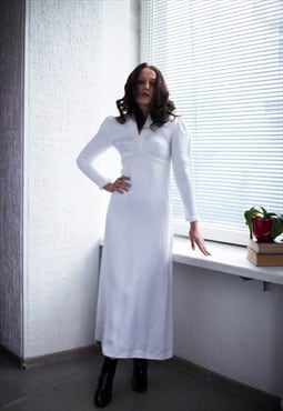 Vintage 60's White Minimalist Vogue Couture Wedding Dress