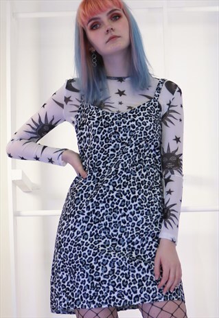 CORDUROY SLIP DRESS IN SNOW LEOPARD