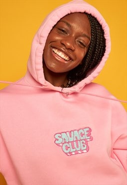 Savage club light pink hoodie 3d embroidery logo