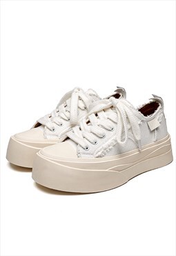 Chunky sole canvas shoes retro sport sneakers skate trainers