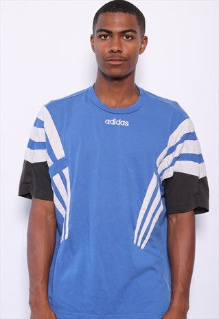 VINTAGE ADIDAS CENTRAL LOGO T-SHIRT BLUE