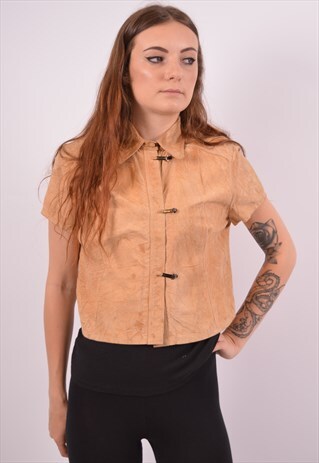 VINTAGE VERSACE SUEDE OVERJACKET SHORT SLEEVE BROWN