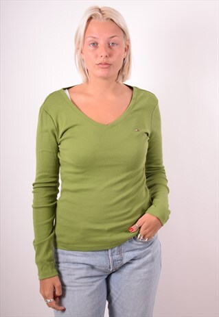 TOMMY HILFIGER WOMENS VINTAGE TOP LONG SLEEVE SMALL 90S